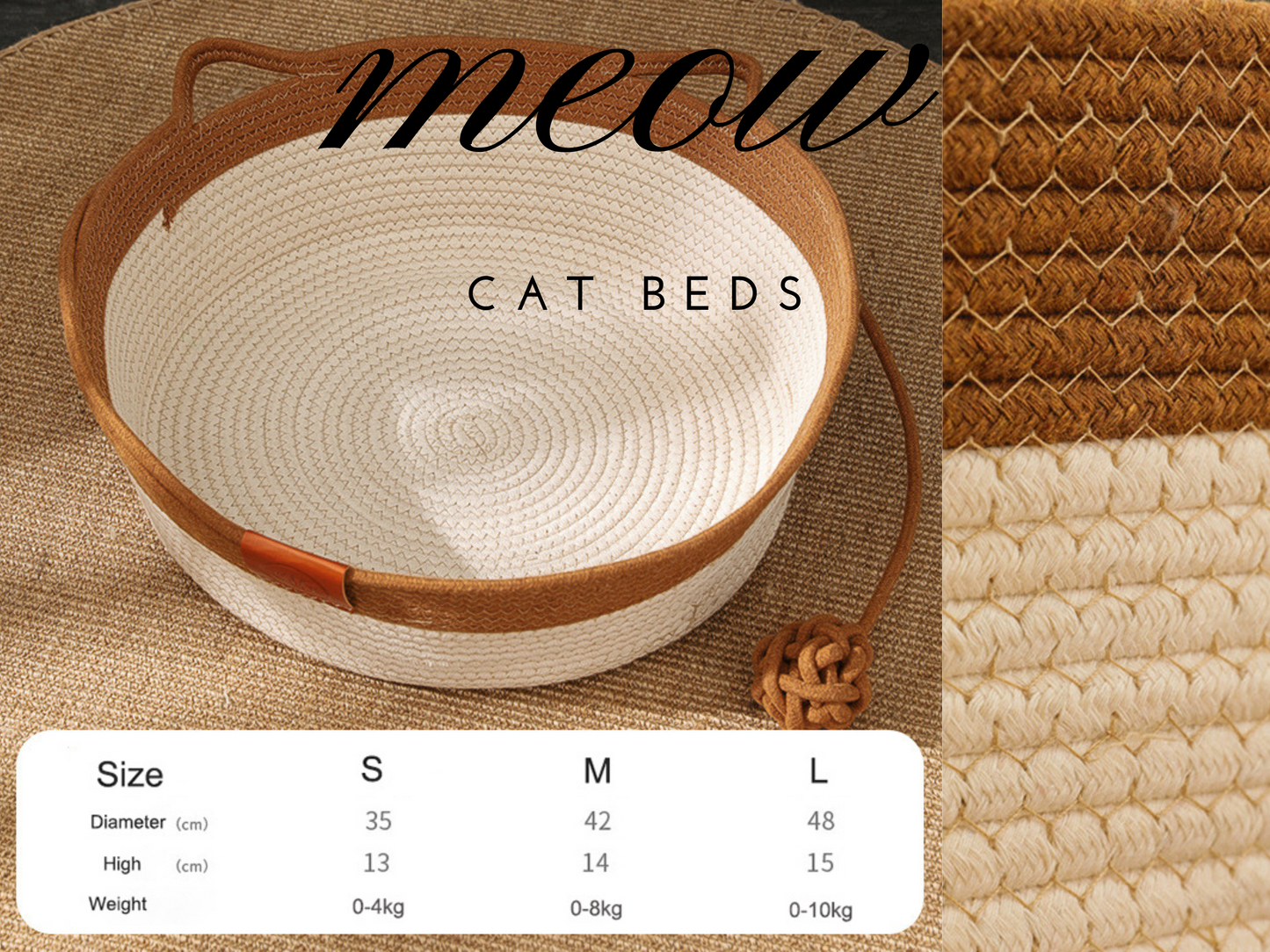 Cozy Cotton Rope Rattan Pet Nest - Cat Bed Furniture Premium Quality, Cat Accessories & Kitten Supplies