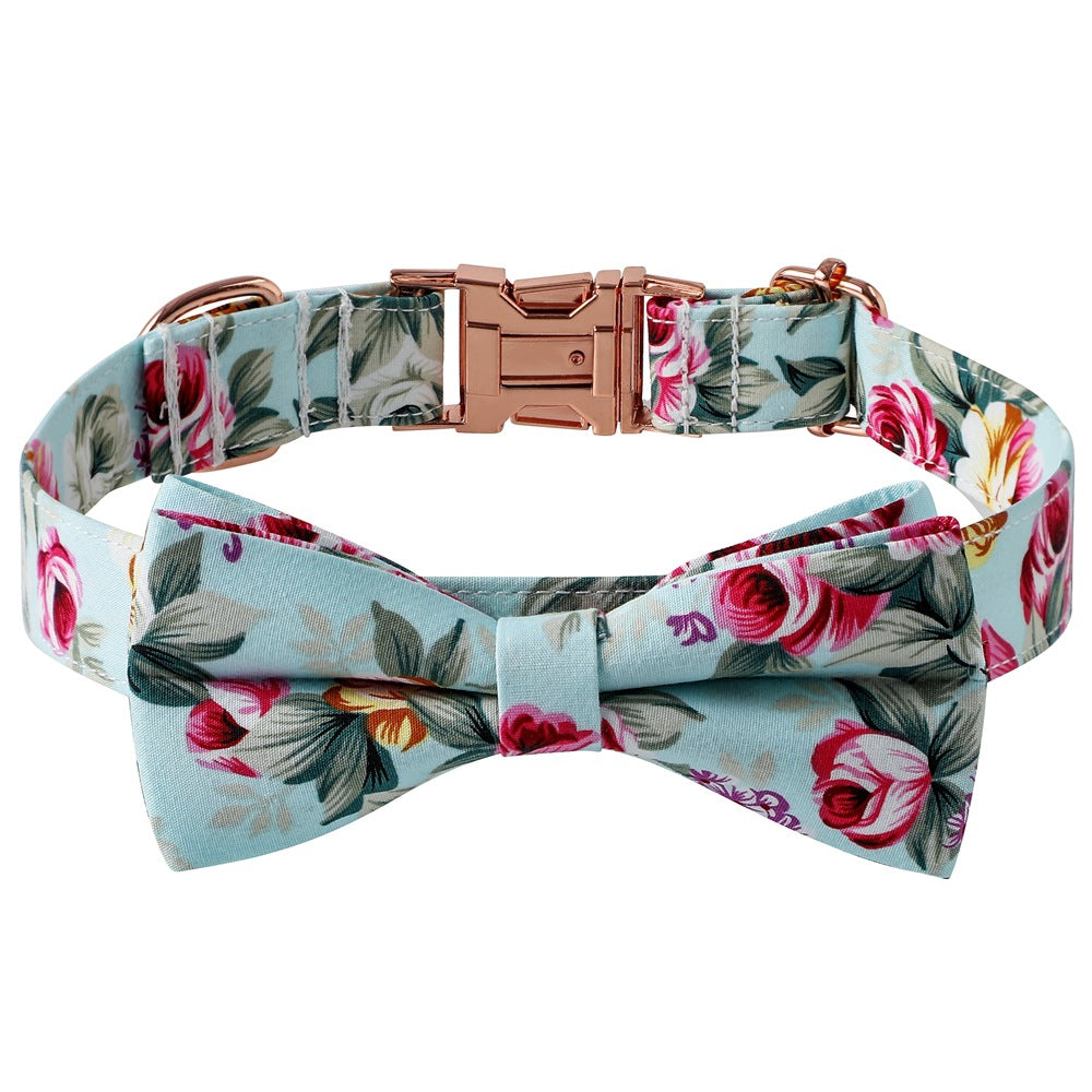 Aqua floral dog collar