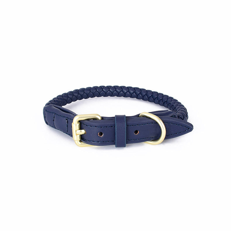 Weave Design Rolled Leather Dog Collar & Lead