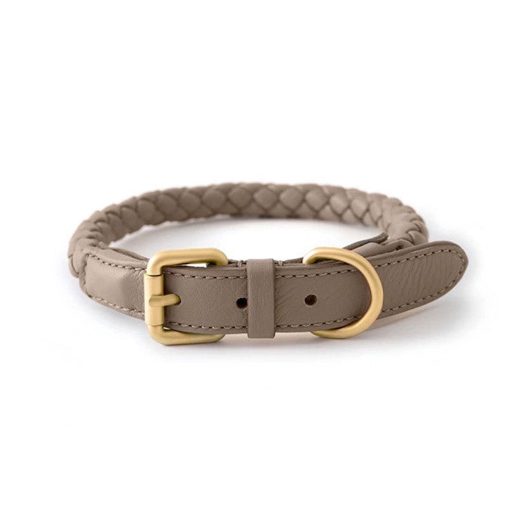 Weave Design Rolled Leather Dog Collar & Lead
