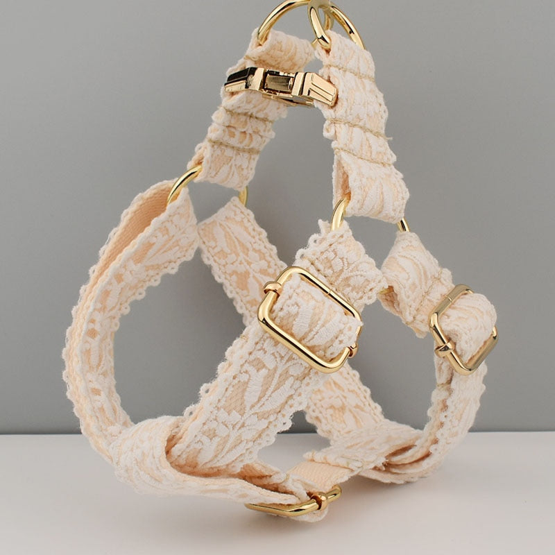 White Lace Dog Wedding Collar , Lead & Harness | Fairytale Wedding