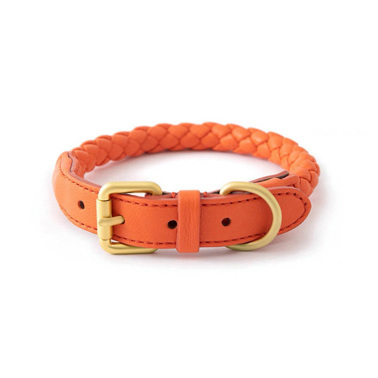 Weave Design Rolled Leather Dog Collar & Lead