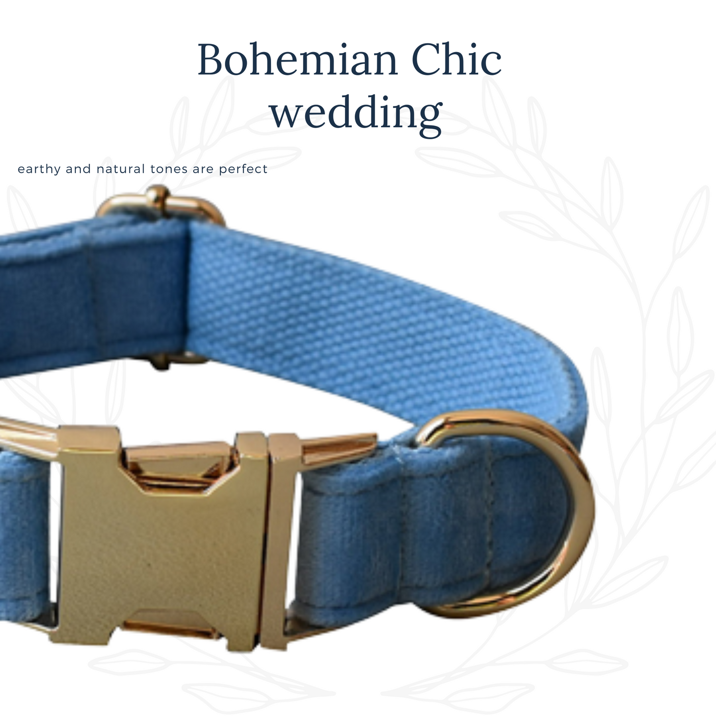 Dusty Blue Dog Collar with Gold hardware