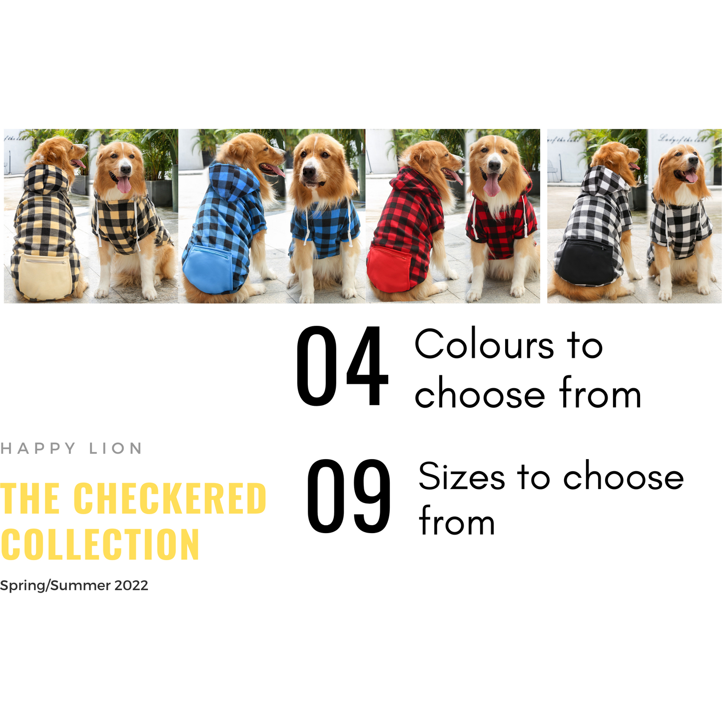 Dog Plaid Hoodie, Checkered Pattern, Dog Clothes for Large and Small Dogs