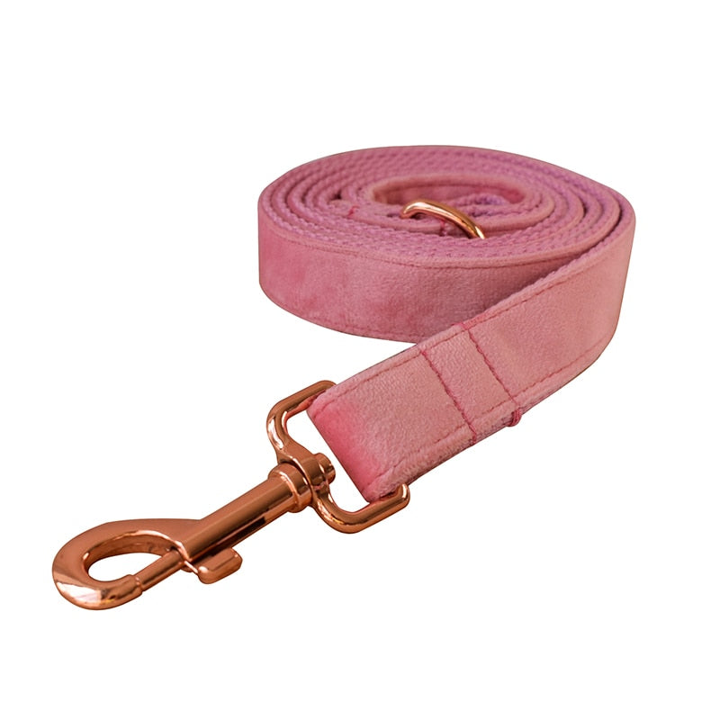Dog Collar ead set Personalized Pink Candy Velvet Cotton