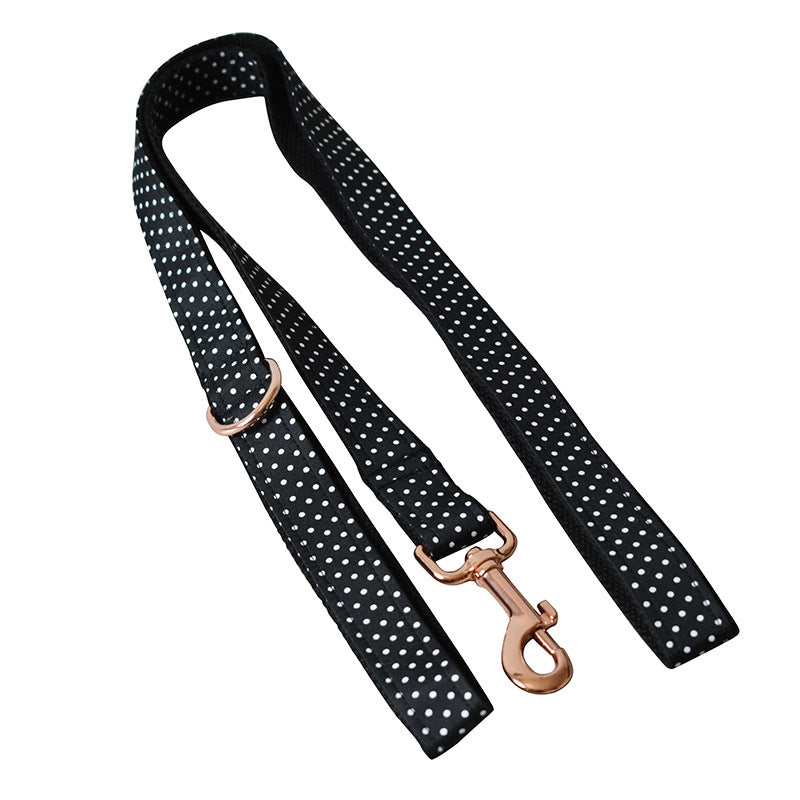 Black Polka Dot Collar Dog Leash Pet Neck Collar