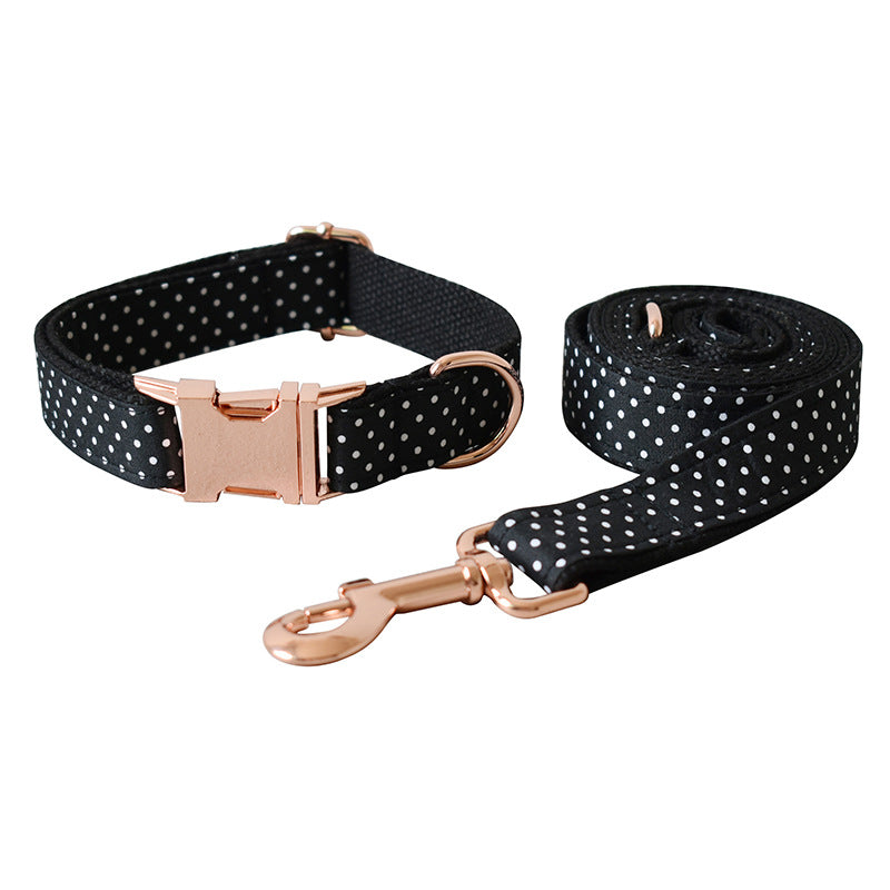 Black Polka Dot Collar Dog Leash Pet Neck Collar