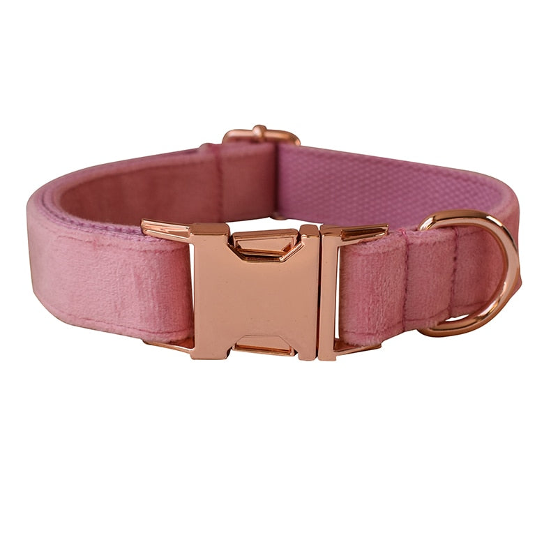 Dog Collar ead set Personalized Pink Candy Velvet Cotton