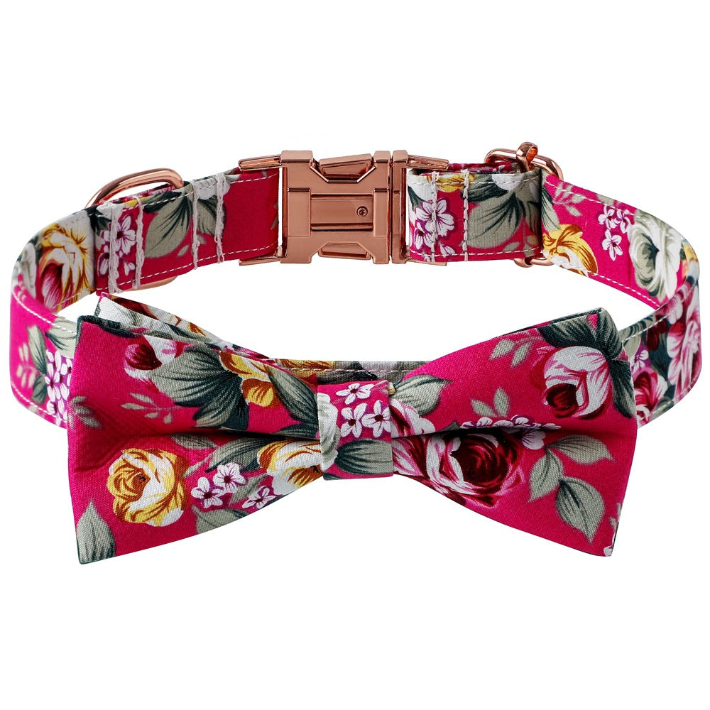 Rose Red Bow Style Dog Collar