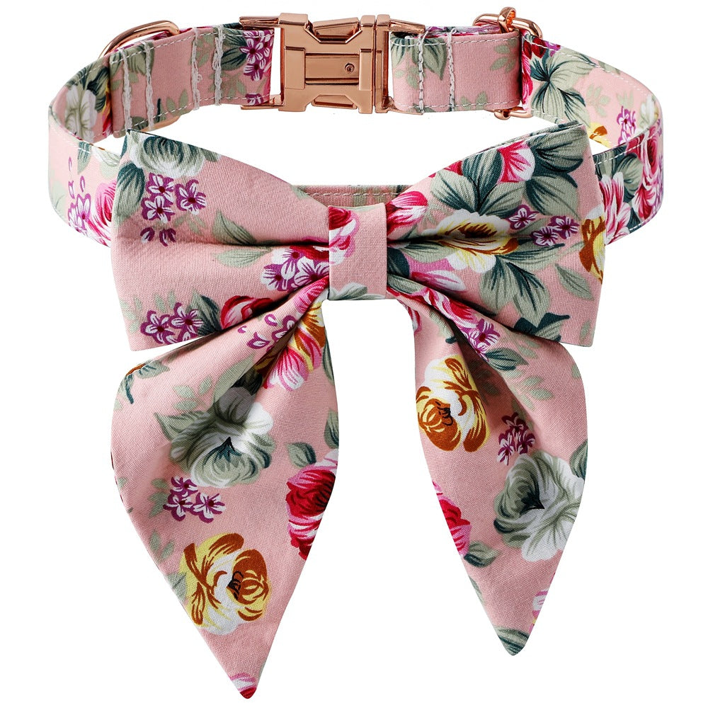 Pink floral dog collar