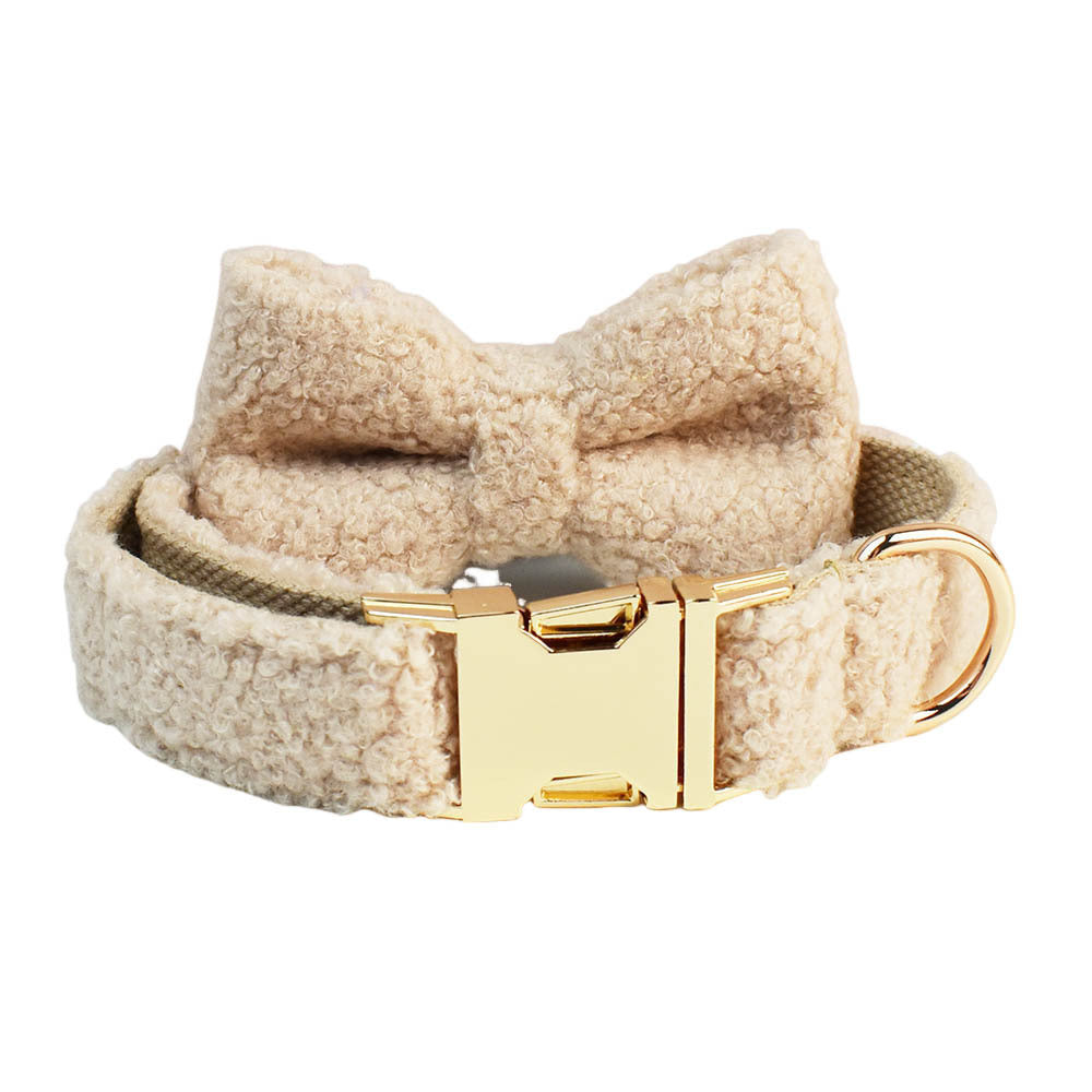 Cream Teddy Fleece Dog Harness, Collar & Lead Set