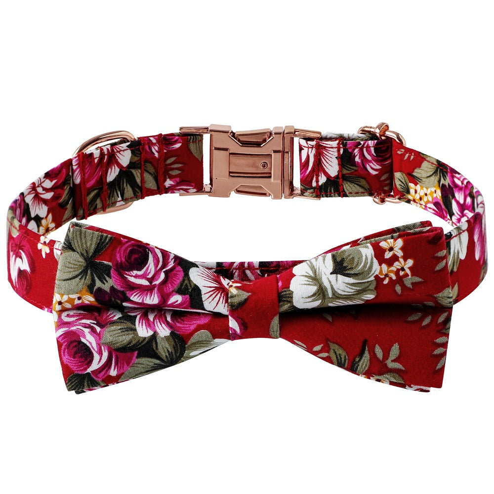 Red floral dog collar