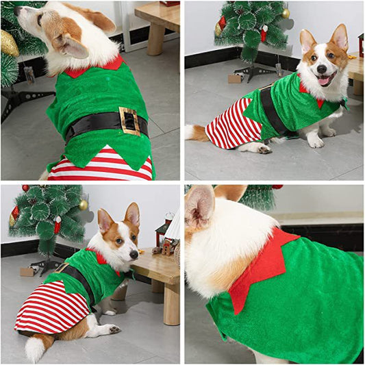 Christmas Dog Clothes Green Elf Pet Clothes