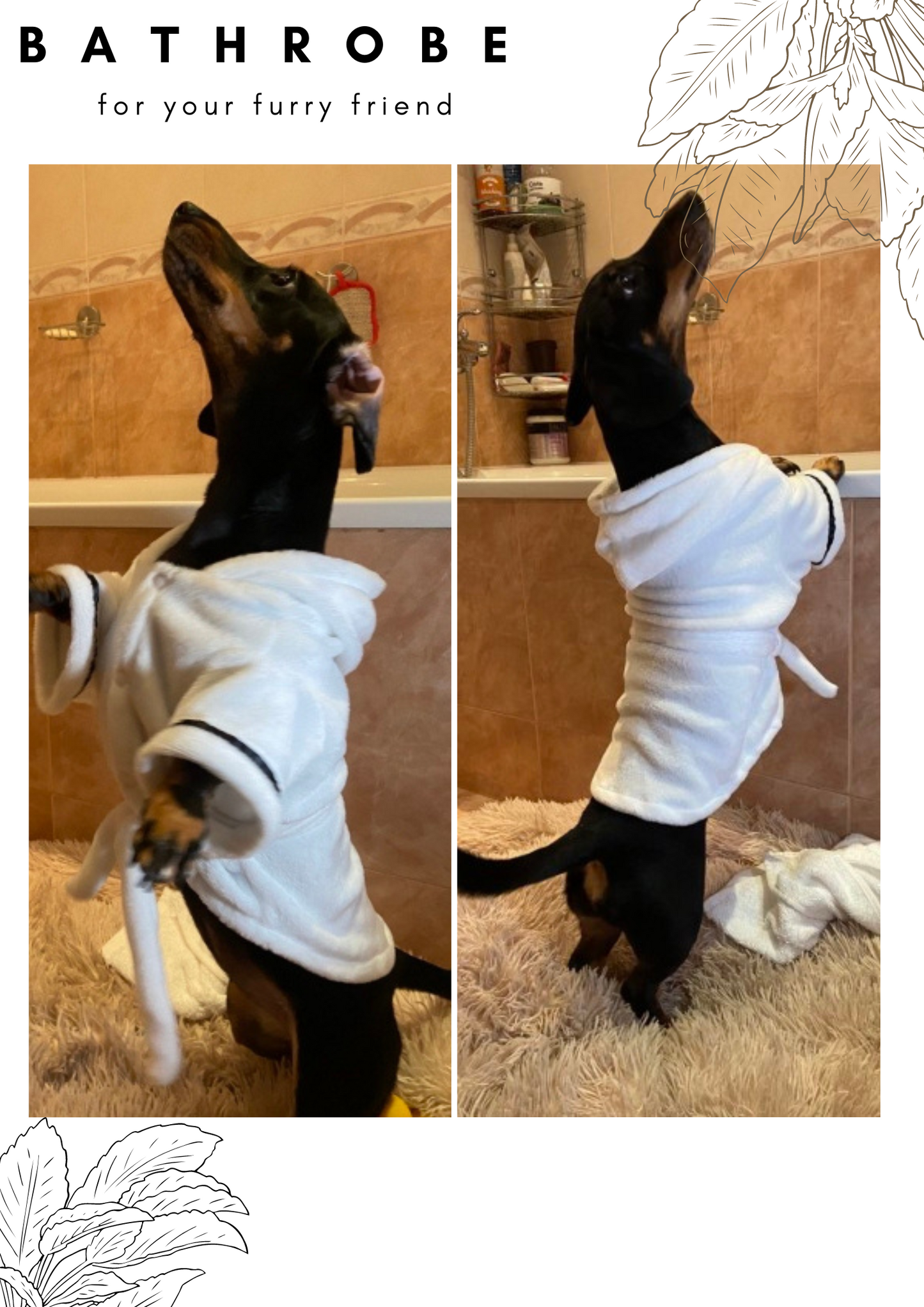 Hotel Styled Hooded Dog Bathrobe