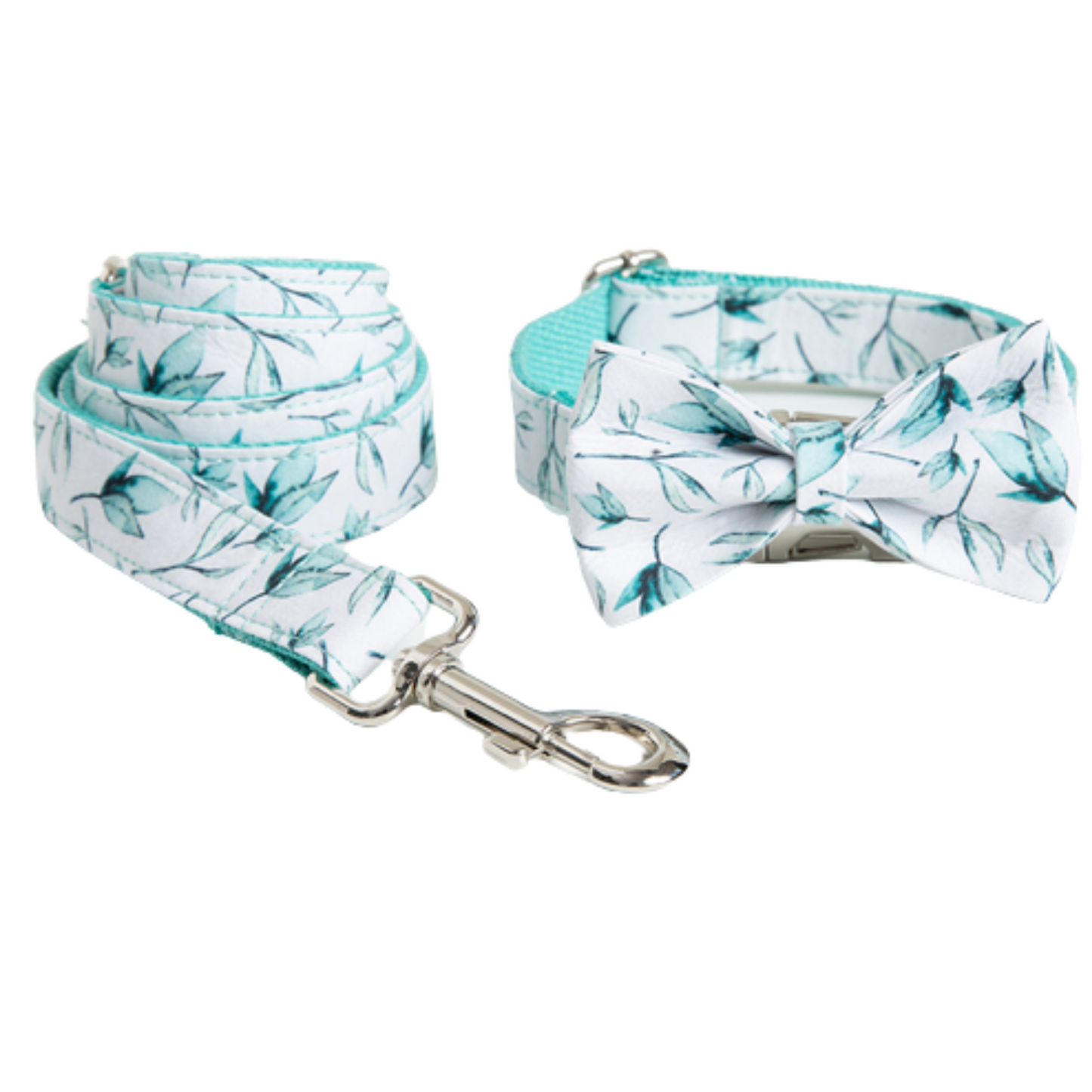 leaf printed Dog Collar and lead