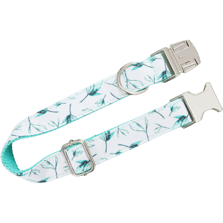 Personalized Adjustable Leaf Printed Dog Collar Leash Set with Bow Tie