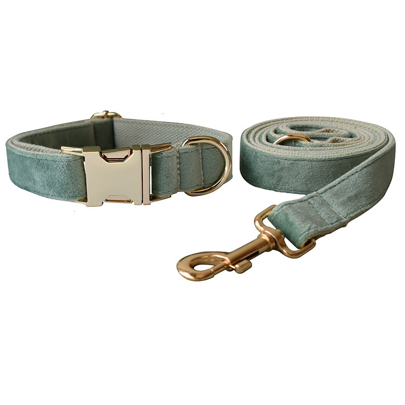 Sage Green Dog Collar and leash set with Bow