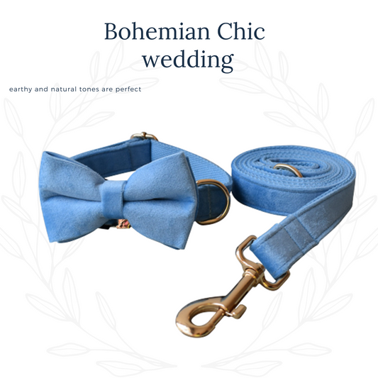 Dusty Blue Dog Bow Tie with Collar