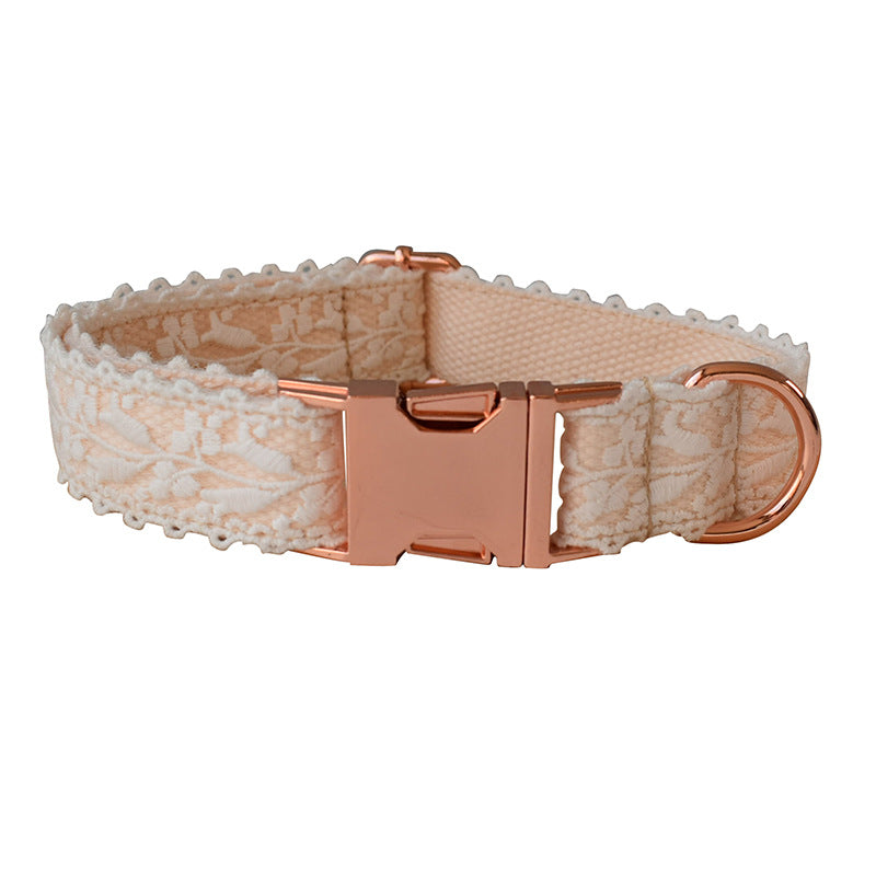 Dog Wedding Collar and Lead Set - White Lace