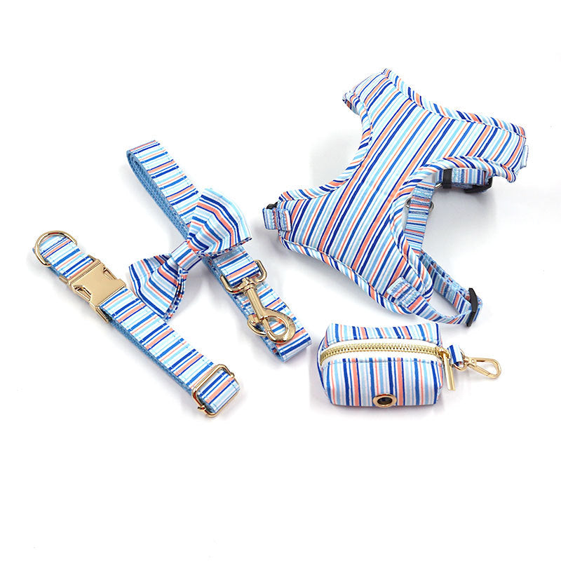 Dog Collar, Leash, Harness Set , Stripe Design