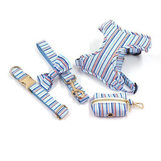 Dog Collar, Leash, Harness Set , Stripe Design