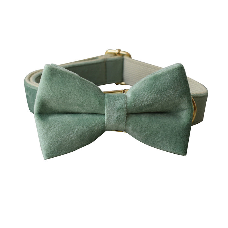 Sage Green Dog Collar and leash set with Bow