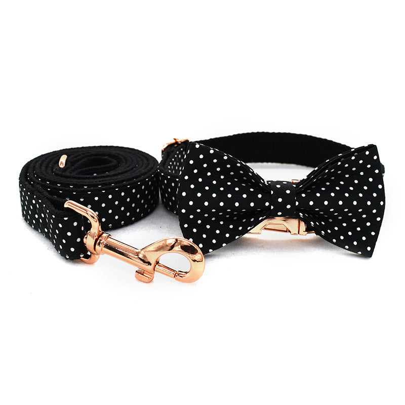 Black Polka Dot  Collar Dog Leash Pet Neck Collar