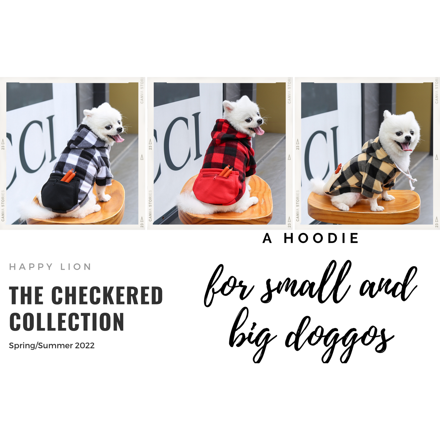 Dog Plaid Hoodie,  Checkered Pattern, Dog Clothes for Large  and Small Dogs