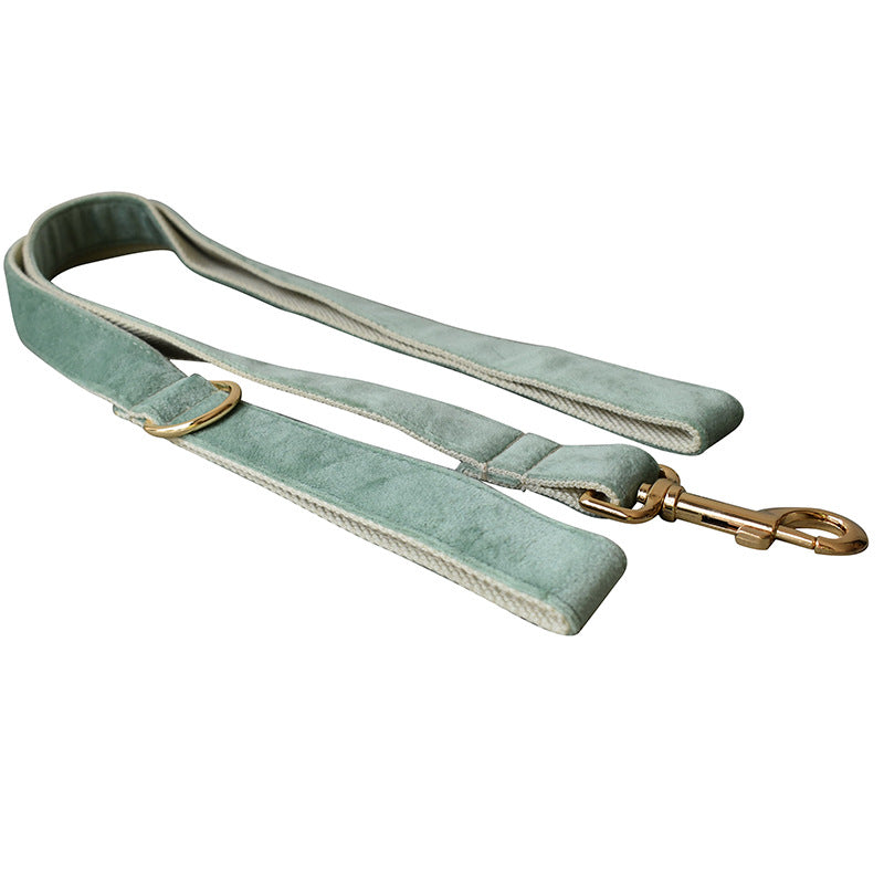 Sage Green Dog Collar and leash set with Bow