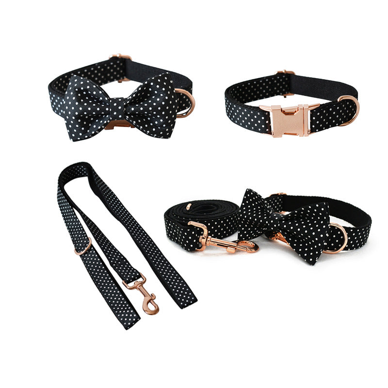 Black Polka Dot  Collar Dog Leash Pet Neck Collar