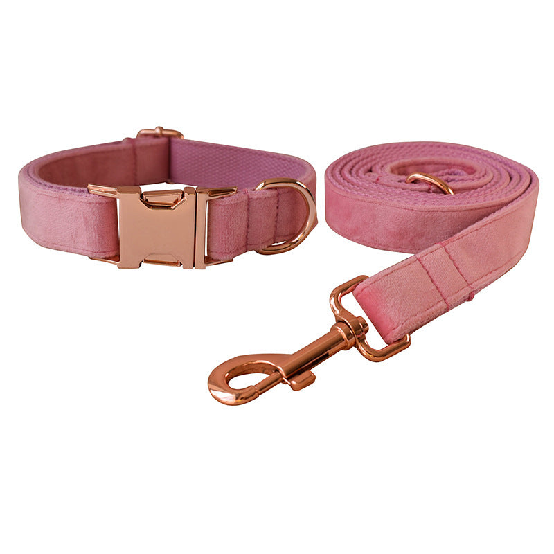 Dusty Rose Dog Collar leash and Bow Tie Happy Lion London