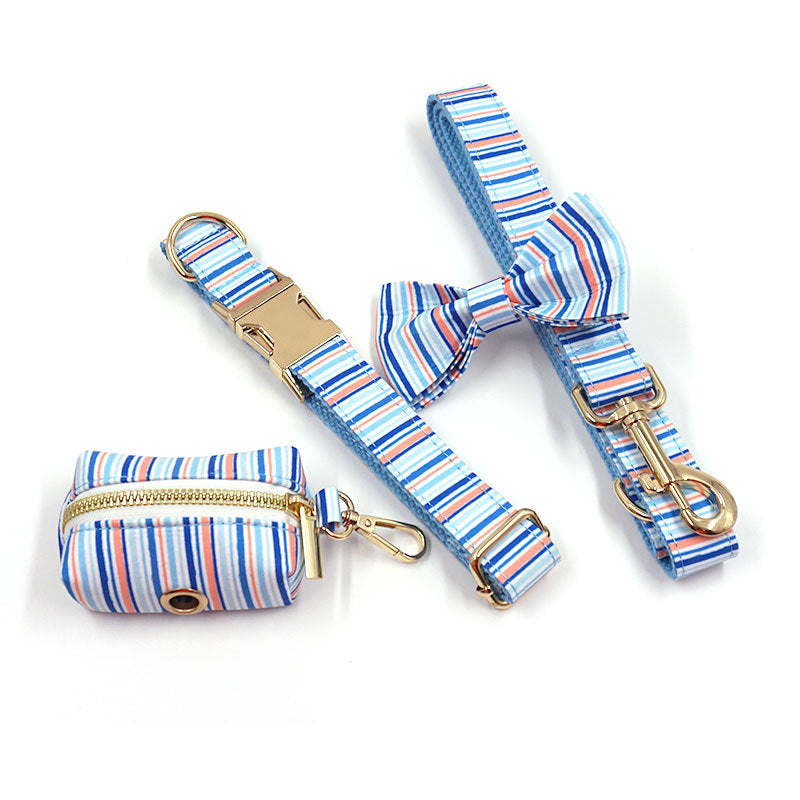 Dog Collar, Leash, Harness Set , Stripe Design