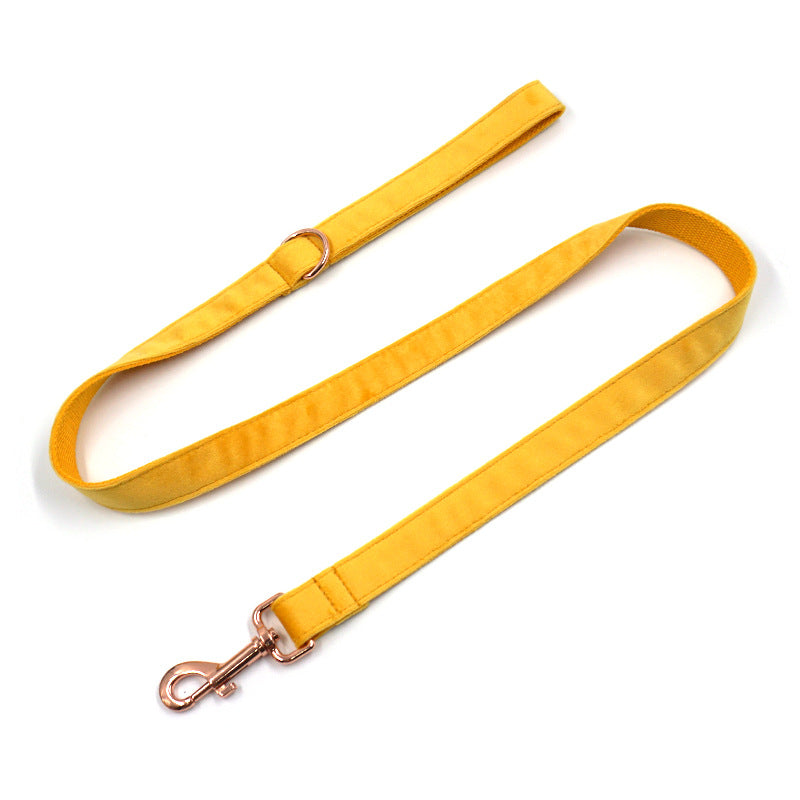 velvet yellow dog collar traction bow set