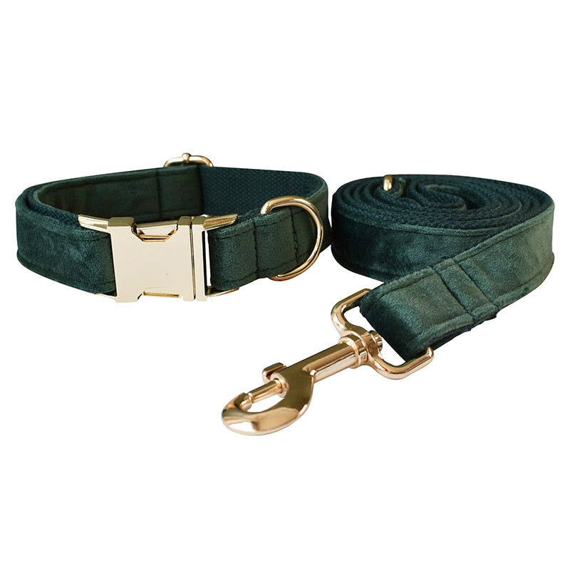 Fall Wedding : Dog Wedding Collars , Leash & Harness  Emerald Wedding dog accessories