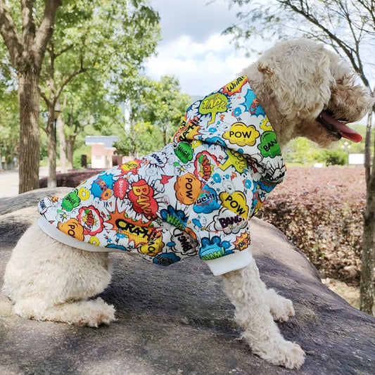 Dog Hoodie : Comic Book Graffiti