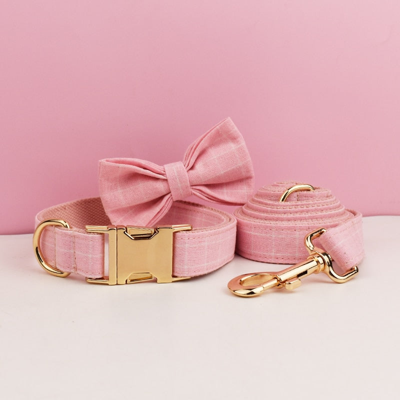 Dog Collar with Bow and leash